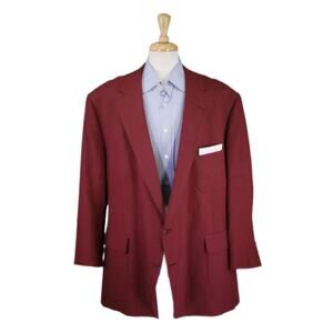 Miller Brothers Tailored Pink Red Linen Patch Pocket Blazer Jacket Big 56R